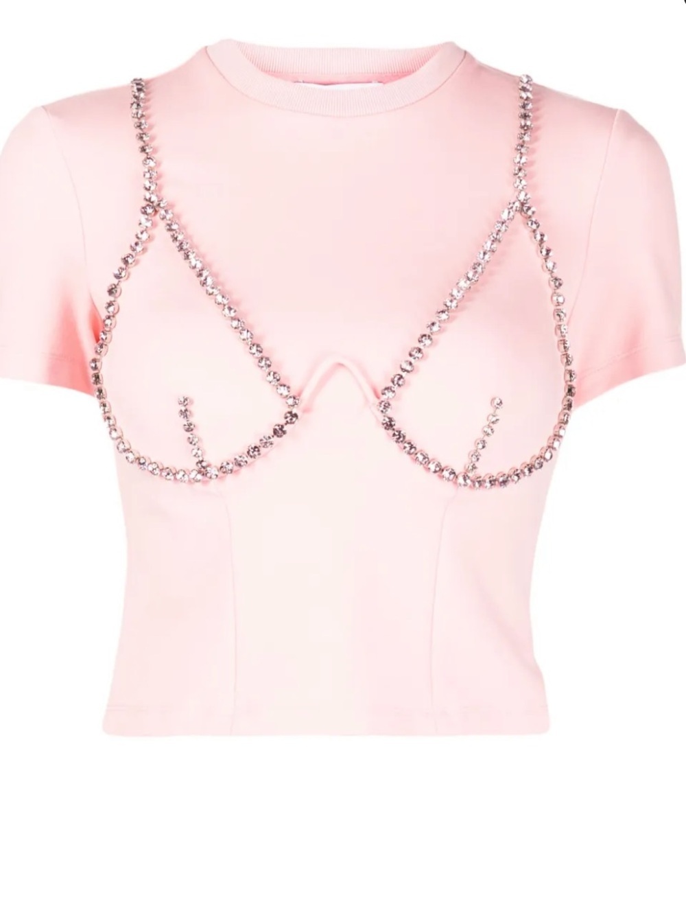 AREA
crystal-embellished cup-chain T-shirt
Size small